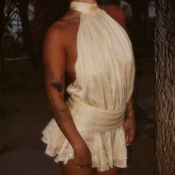 The Loren Apricot Mini Dress