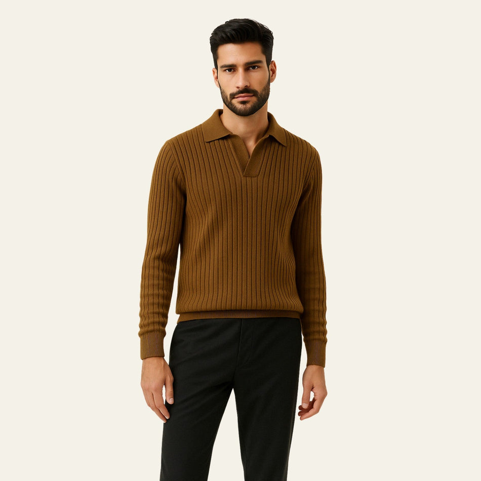 The Rothschild Wool Ribbed Knit Polo