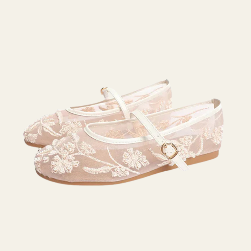 The Juliana Mesh Embroidered Flats