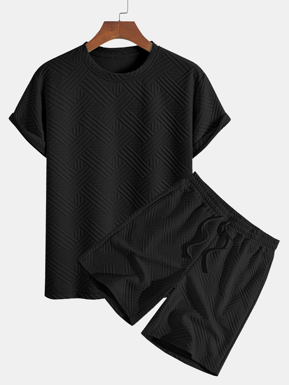 Striped Jacquard T-Shirt & Shorts Set