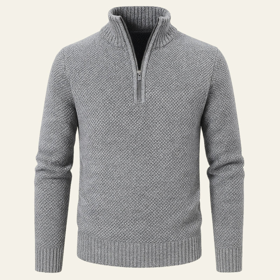 The Marseille Textured Quarter Zip Sweater