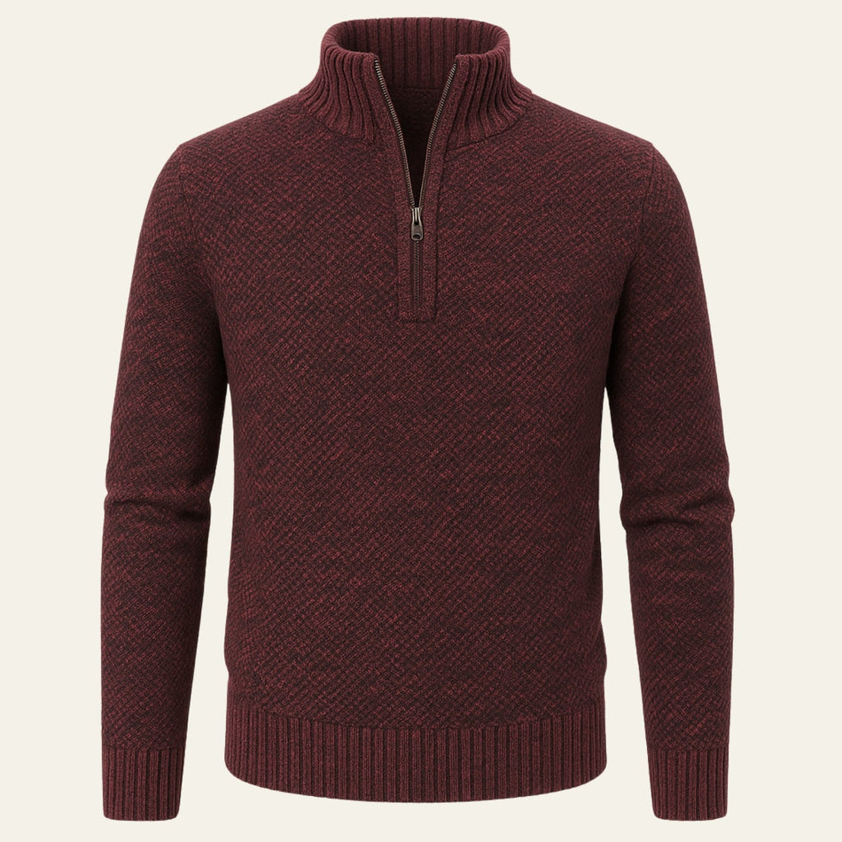 The Marseille Textured Quarter Zip Sweater