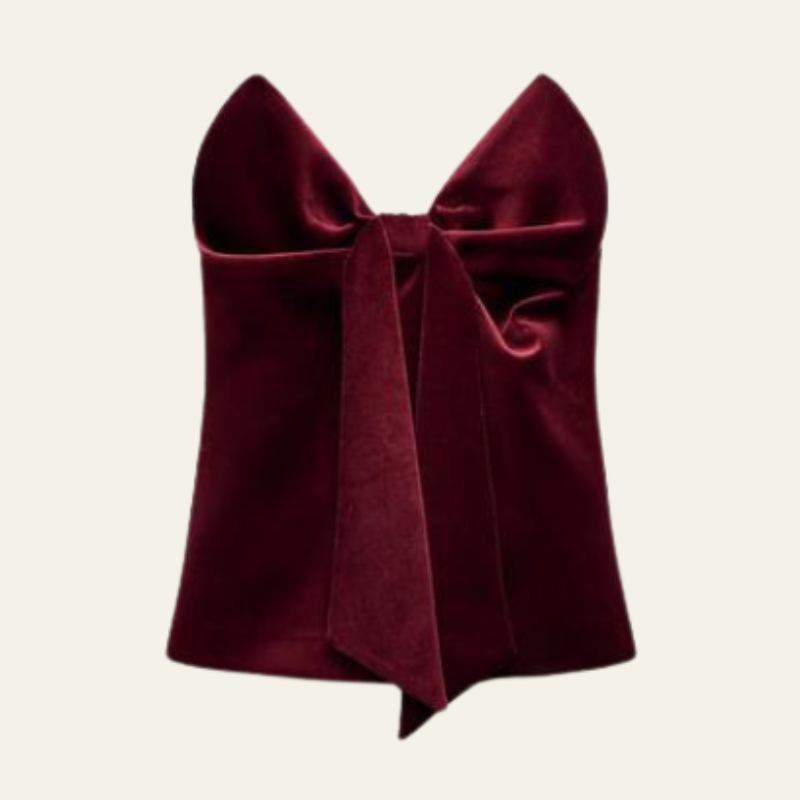The Lucerne Crop Velvet Bow Top