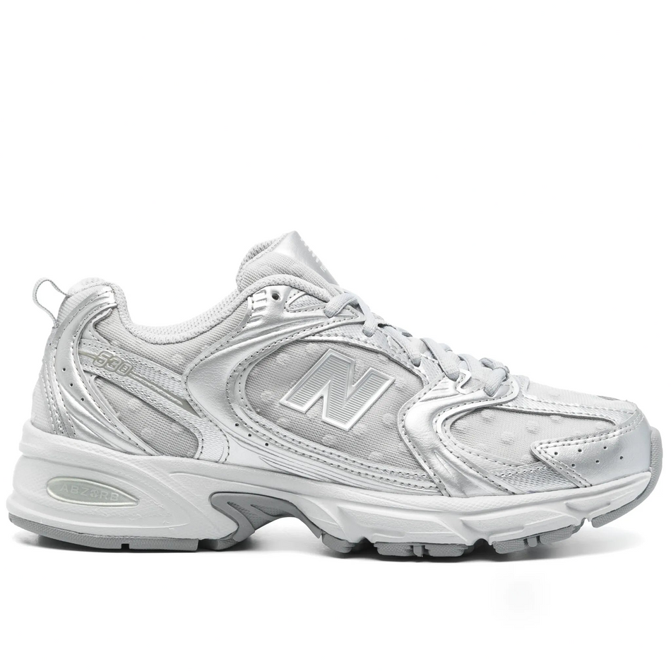 NB - 530 "Silver Metallic Raincloud Polka Dots